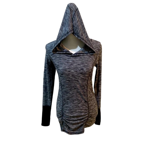 RBX performance athletic hoodie gray heathered Overstitching thumb hole small - Picture 1 of 14